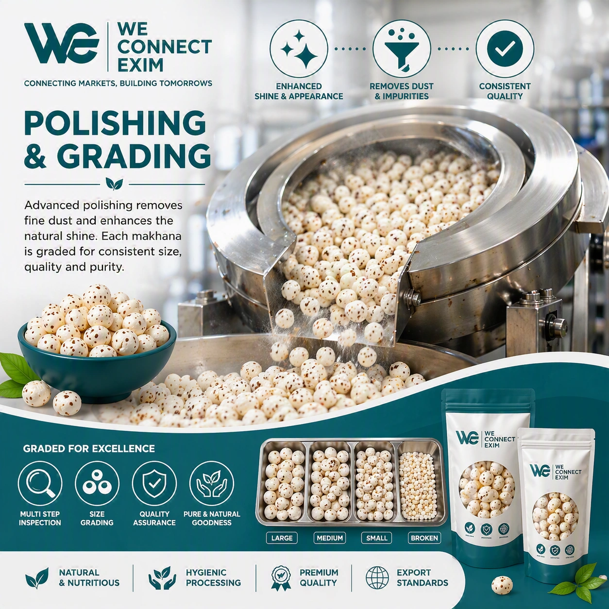 Makhana grading and polishing for export