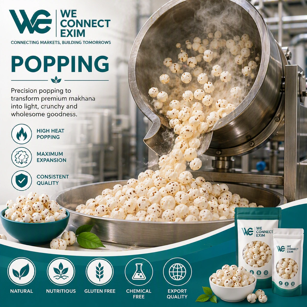 Makhana popping process export quality fox nuts