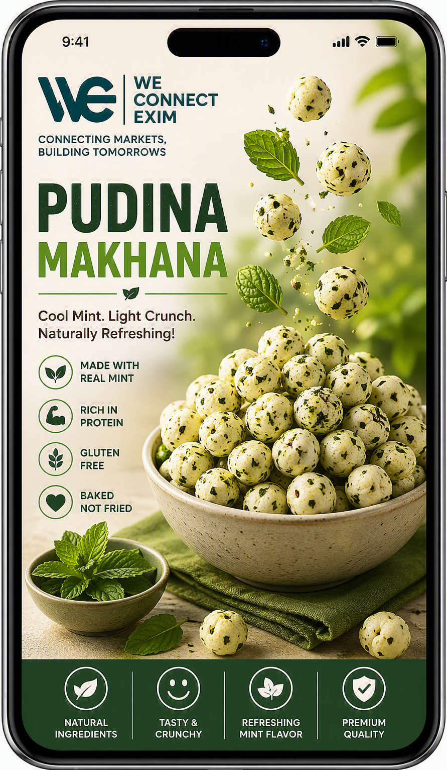 Pudina Flavoured Makhana - Mint Flavored Fox Nuts